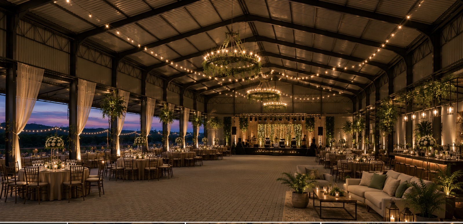 Salão decorado para casamento na Arena 238